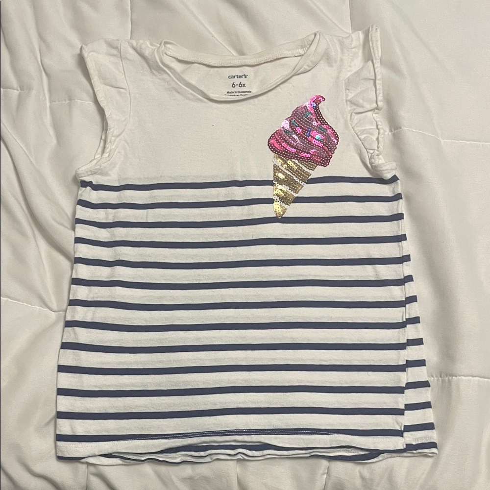 Carter's Girls' Sequin Ice Cream Top - size 6 - Picture 2 of 6